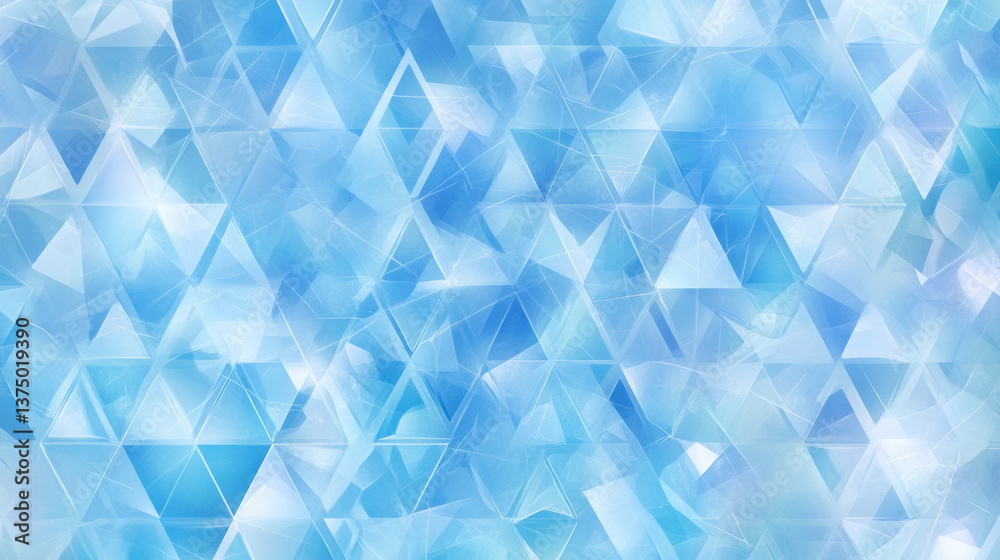 Obraz premium Soft Blue Abstract Geometric Background with Triangles and Light Effects