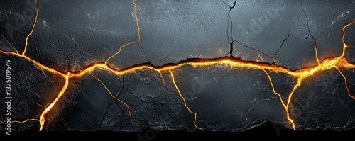 Molten Lava Flowing Through Cracked Earth