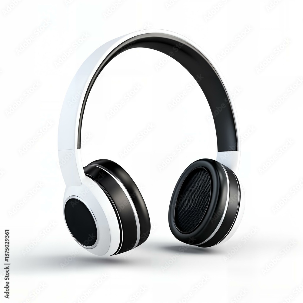 White and Black 3D Rendered Headphones White and Black 3D Rendered Headphones