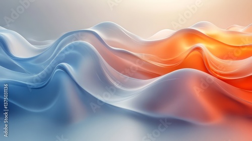 Abstract orange, blanc, and blue background with waves