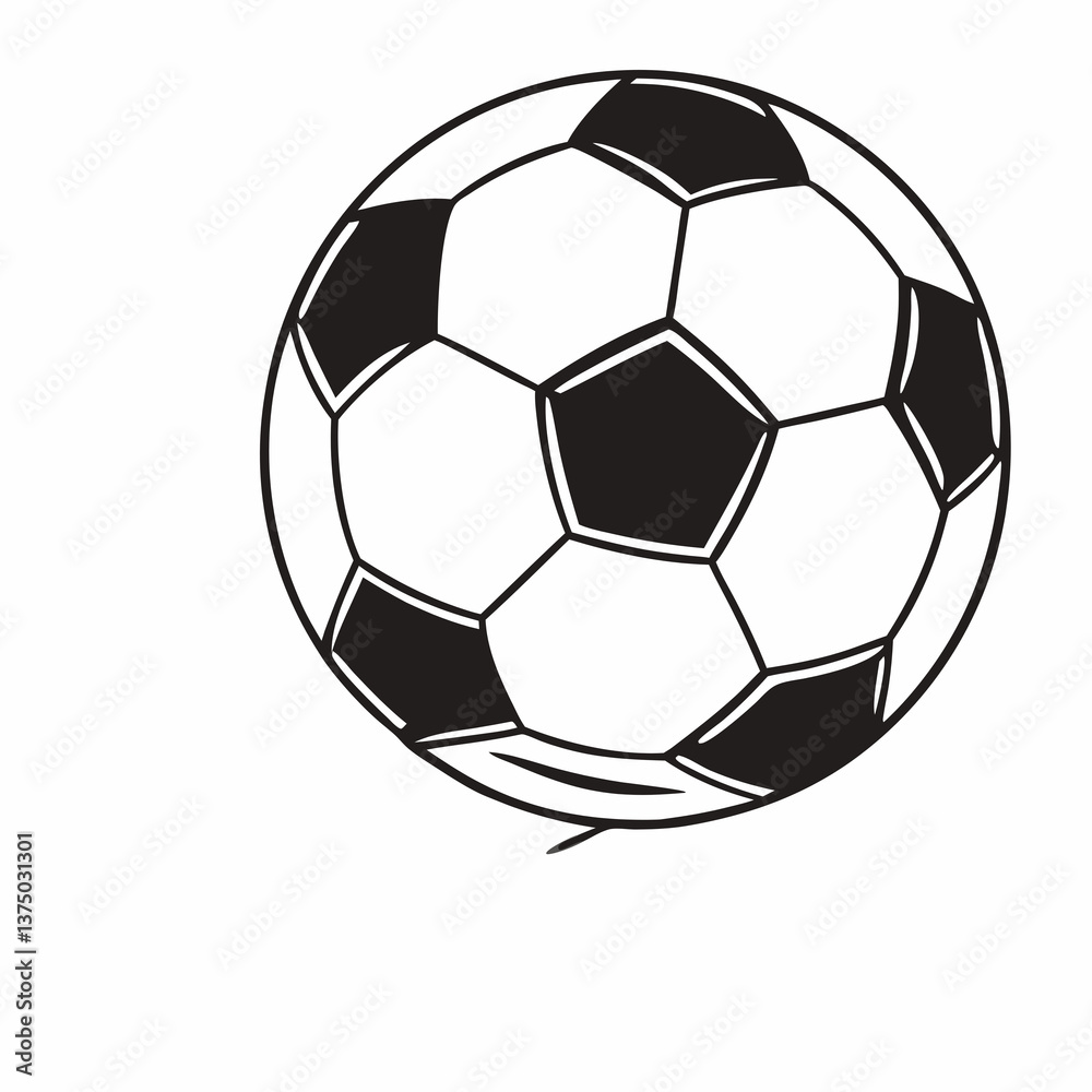Fototapeta premium a line art vector illustration of black and white soccer ball icon in white background