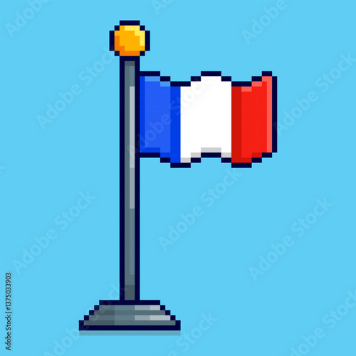 Pixel art French Flag game asset design