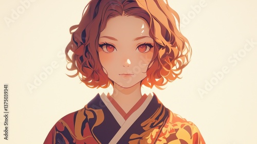 Anime Girl in Kimono: A Portrait of Serenity