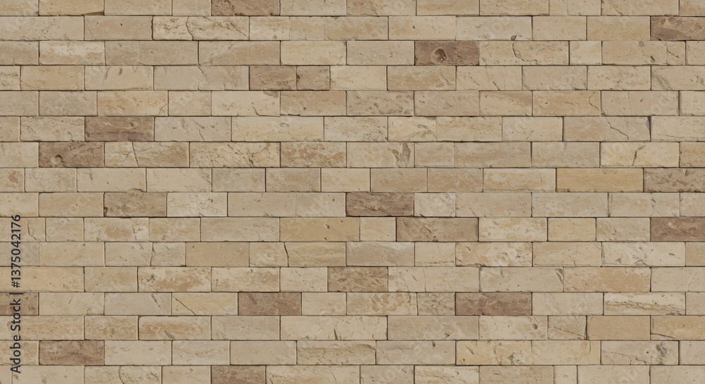 Fototapeta premium Beige Brick Wall Texture Subtle Color Variations. AI Generated