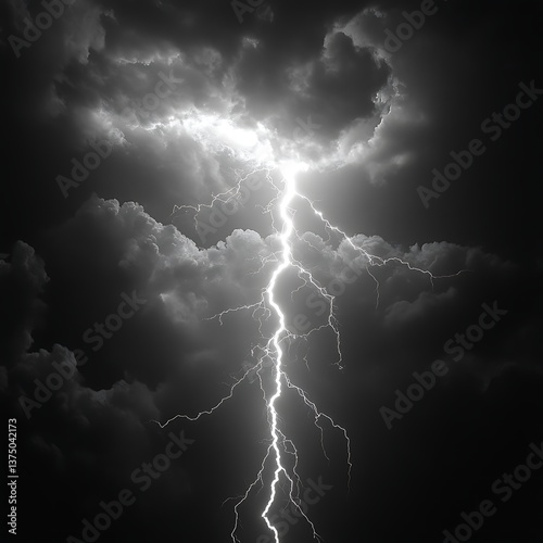 Lightning Strike with Dark Cloudscape.