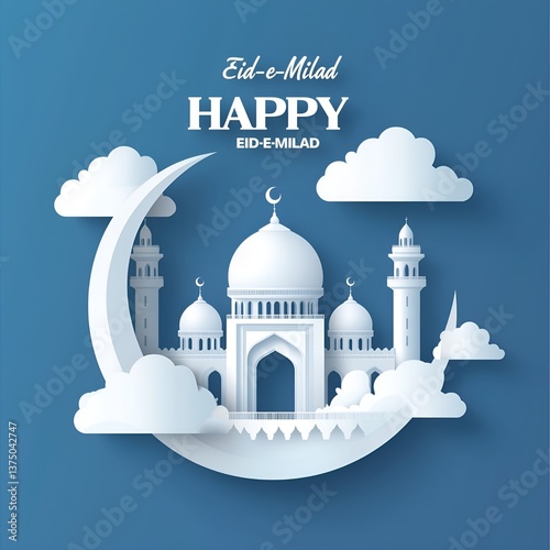 Illustration of a blue mosque background