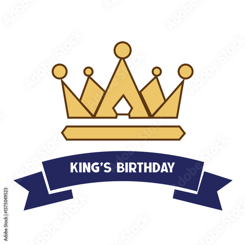 King's Birthday Gold Crown Vector Design