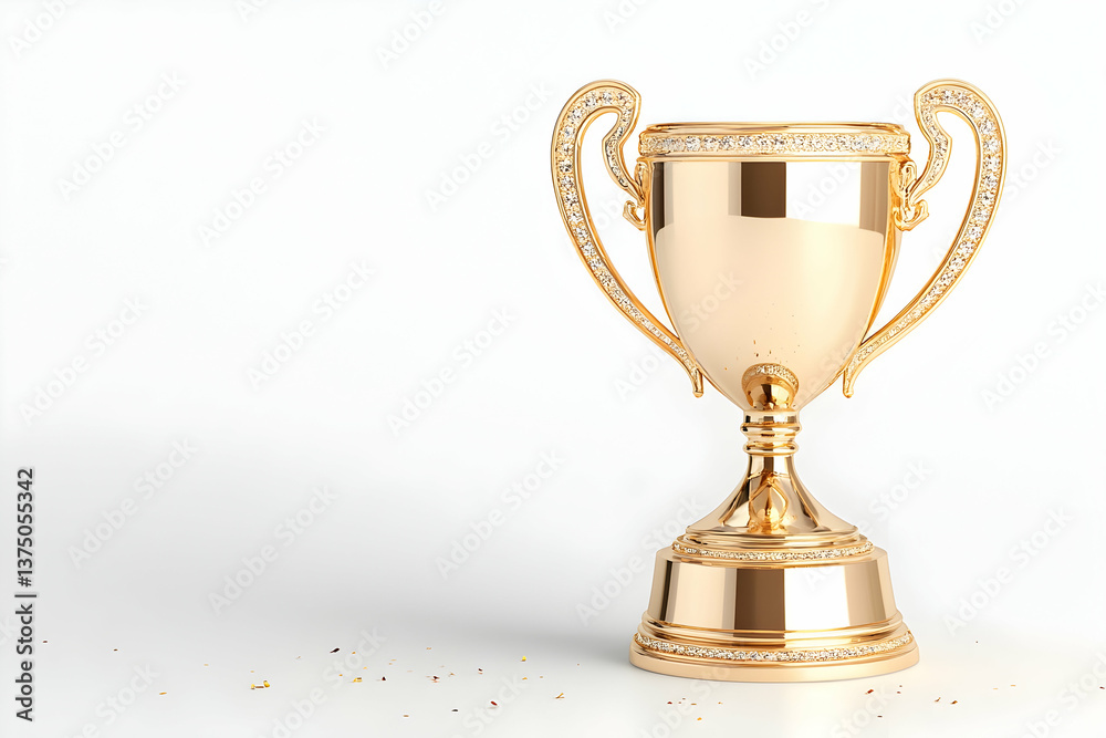 Gold trophy with jewels on white background Gold trophy with jewels on white background