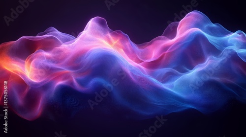 Digital waveforms in blue and purple, abstract background. Abstract digital background with flowing waves in vibrant blue and purple hues. Radiant lighting, flowing motion, deep textures