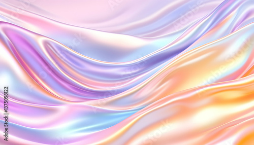 Iridescent, flowing fabric with pastel hues creating a dreamy, abstract background . AI generative