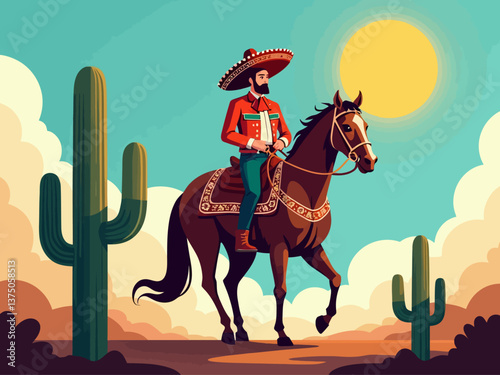 mexican cowboy walking with horse reigns in hand