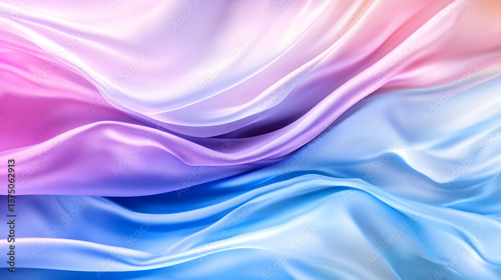Obraz premium Pastel-colored silk fabric with flowing, wavy texture . AI generative