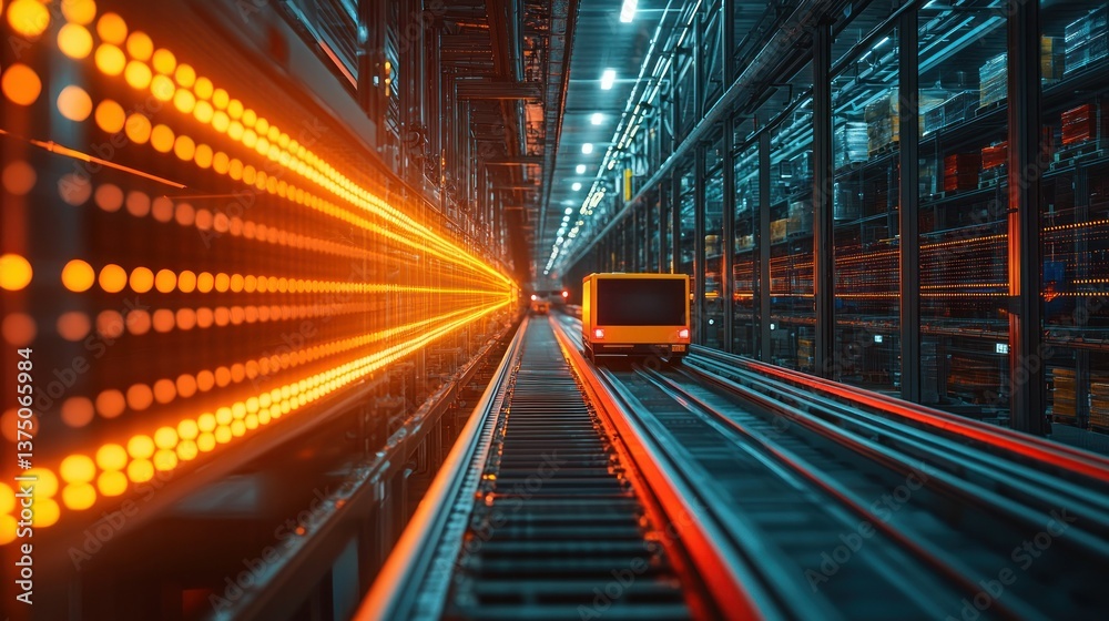 Futuristic Automated Warehouse: High-Tech Logistics and Transportation System Futuristic Automated Warehouse: High-Tech Logistics and Transportation System