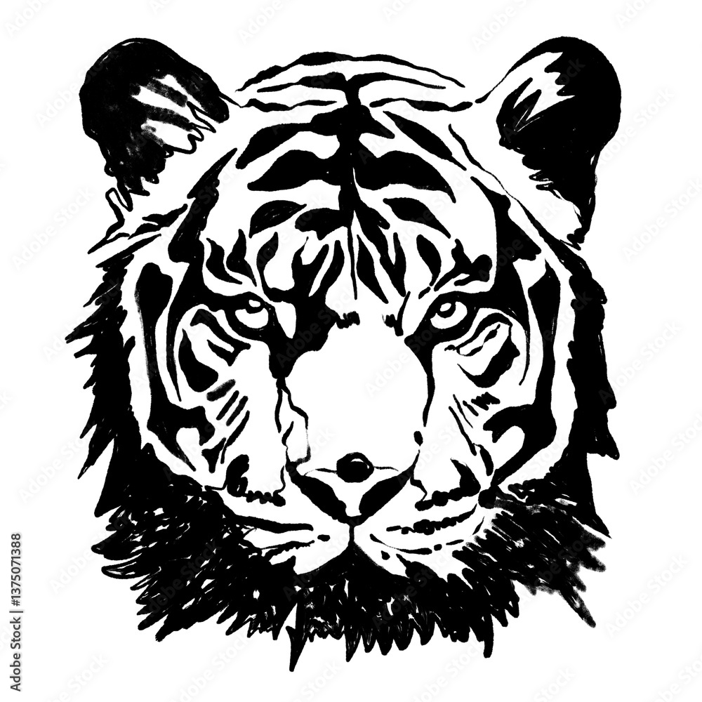 Fototapeta premium Black lines of a tiger's face