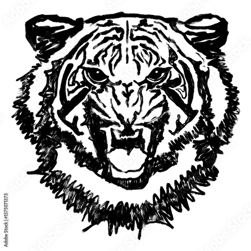 Black lines of a tiger's face