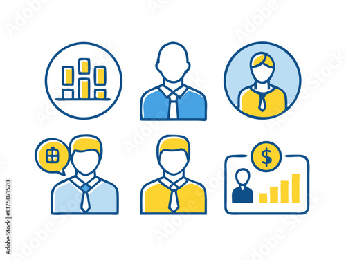 Business people icons representing a social network connection