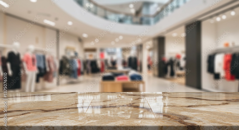 Marble countertop display modern clothing store soft light. AI Generated Marble countertop display modern clothing store soft light. AI Generated