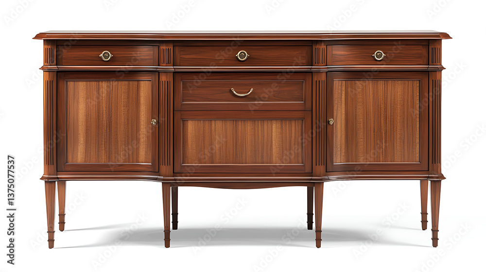 A large wooden table with three drawers and a brass handle A large wooden table with three drawers and a brass handle