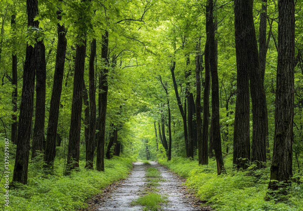 Serene Forest Pathway in Spring Serene Forest Pathway in Spring