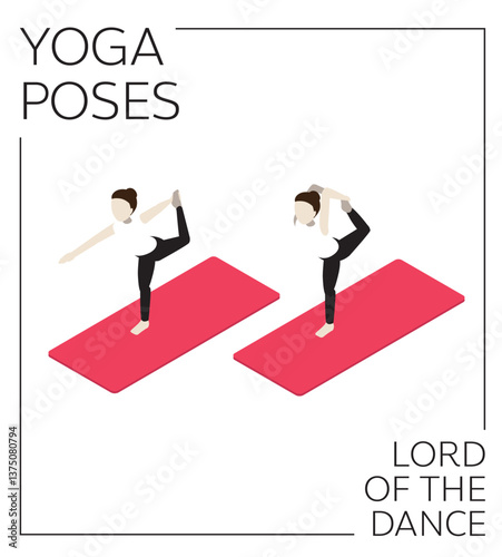 Yoga Pose Lord of the Dance Isometric Vector Set