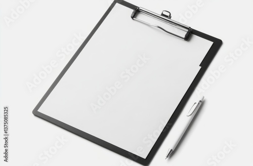 Wallpaper Mural A blank white sheet of paper on the clipboard, with a pen beside it, isolated against a pure white background. Torontodigital.ca