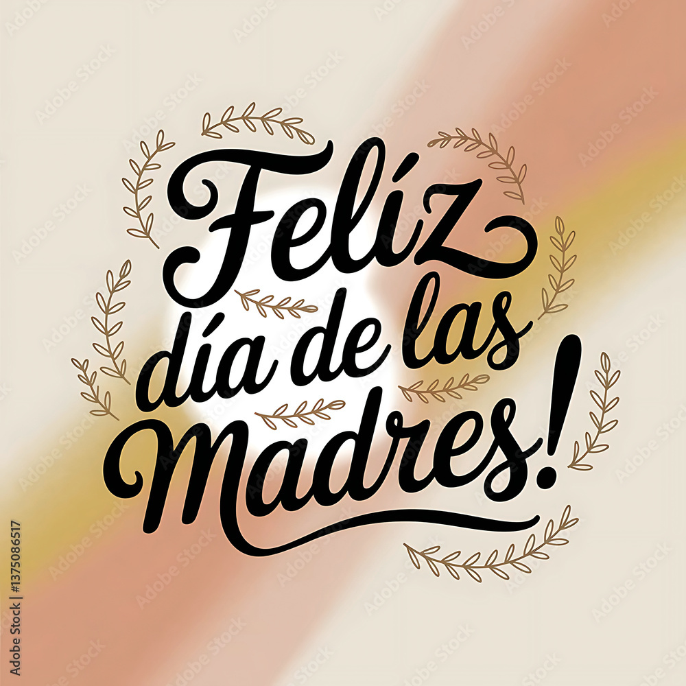 Obraz premium Feliz Dia De Las Madres lettering Spanish Celebrating Happy Mother”s Day Illustration, Hand drawn typography for greeting card, festive poster, flyer, template,background graphic elements
