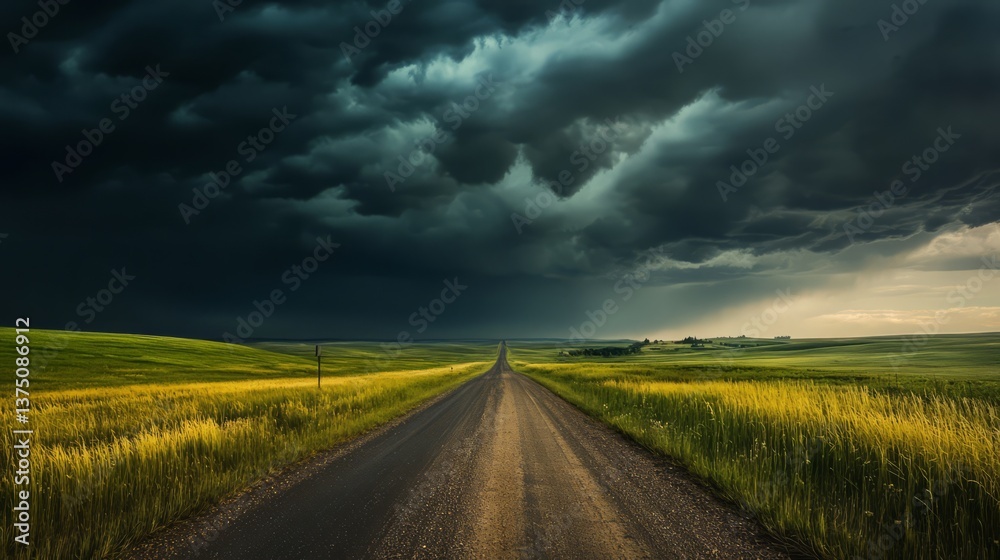 Fototapeta premium The road to storm sky
