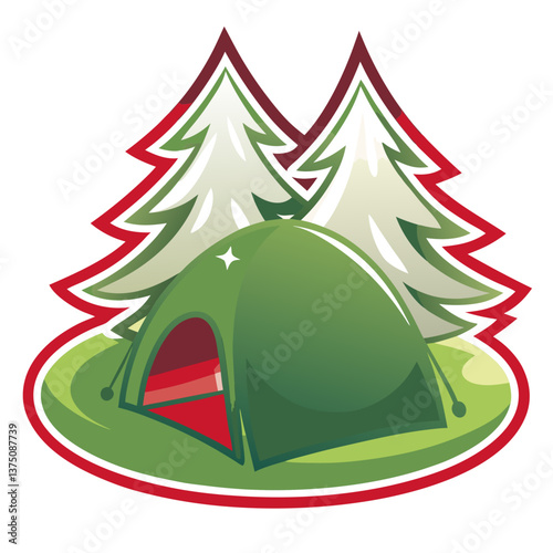 Camping tent sticker for wilderness adventure and overnight stay