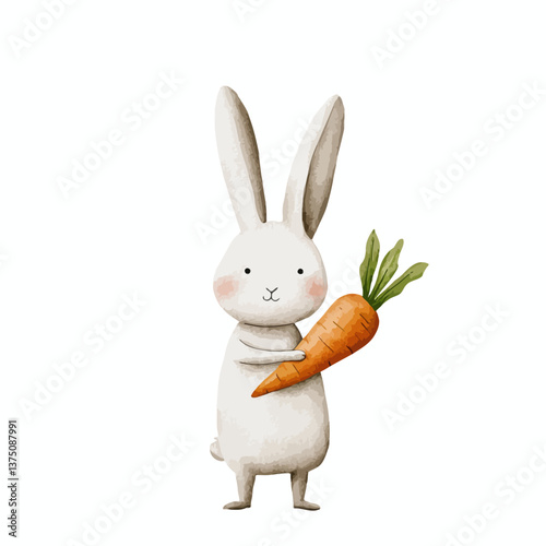 Bunny with Carrot Illustrat...