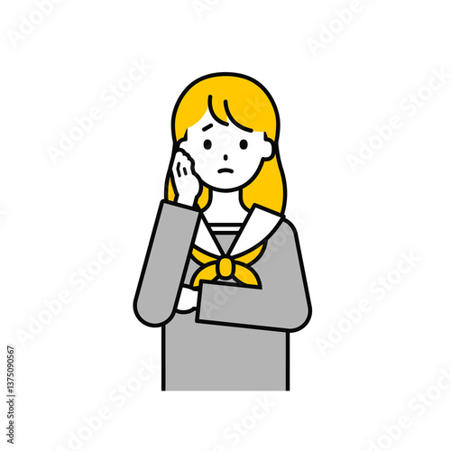 上半身のポーズ_シンプルな学生の女子学生12