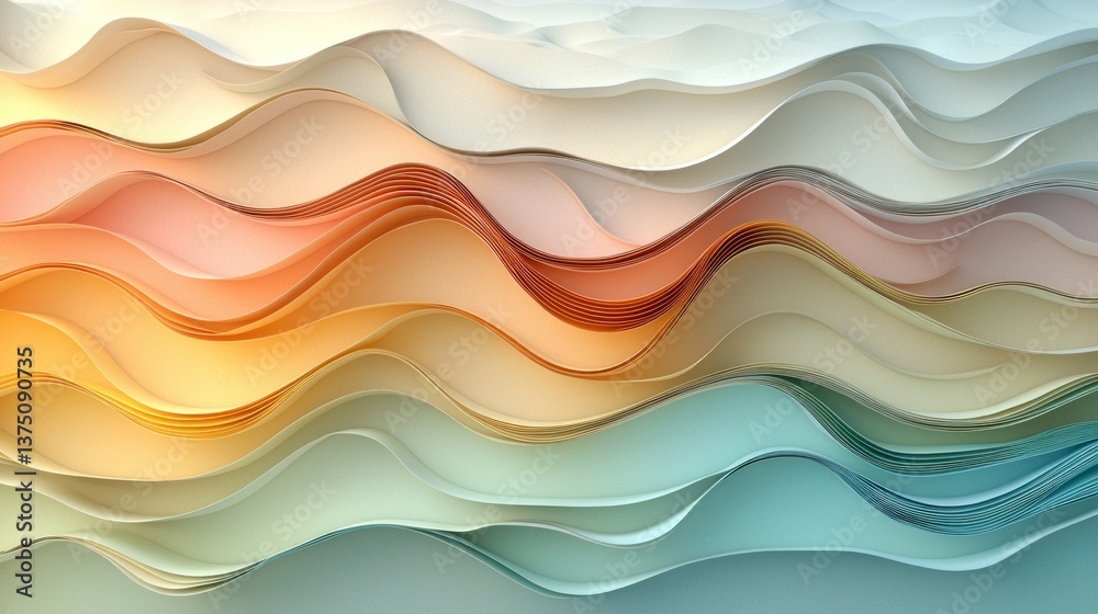 Abstract Waves of Pastel Hues: A Serene Digital Landscape Abstract Waves of Pastel Hues: A Serene Digital Landscape