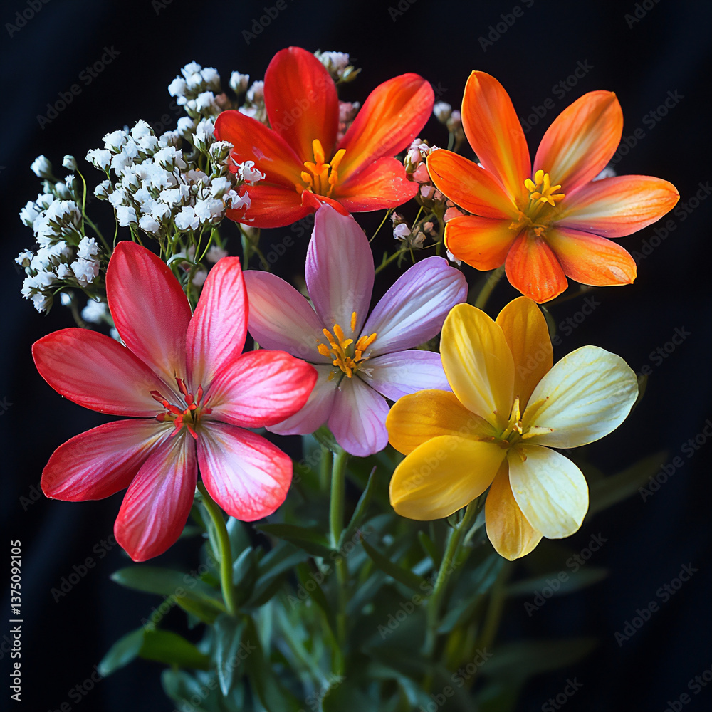 Fototapeta premium nature-inspired wildflower and baby's breath bouquet