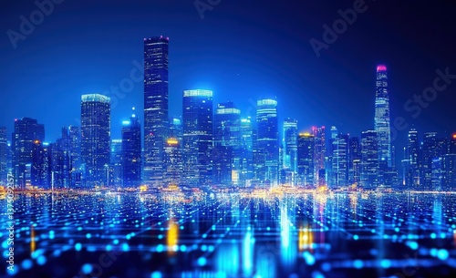 Wallpaper Mural Futuristic Metropolis at Night Torontodigital.ca