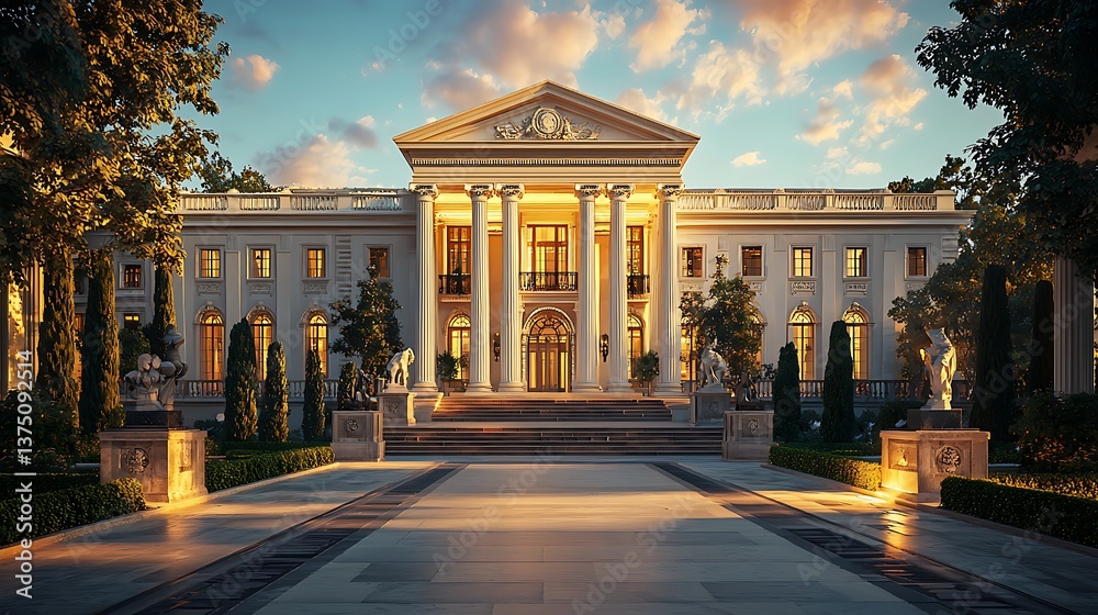 Fototapeta premium Majestic academic building with elegant columned facade high resolution picture