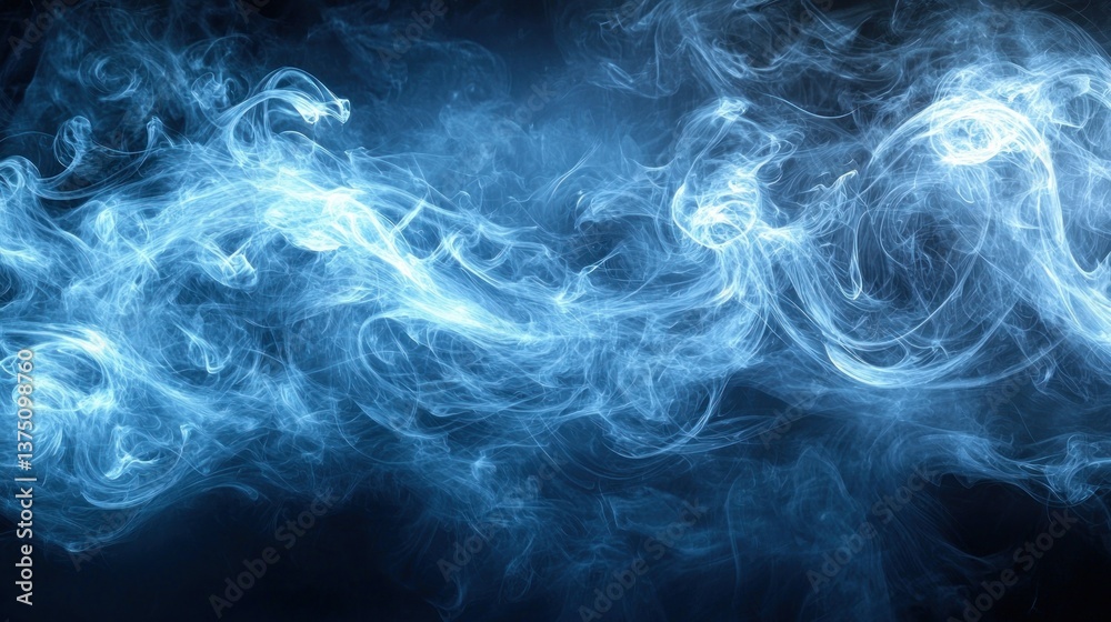 Abstract Blue Smoke Swirls: A Mystical Vapor Composition