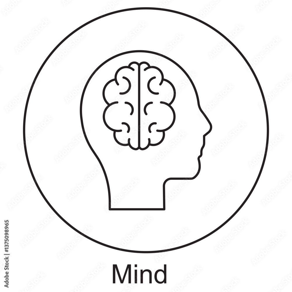 Mind Icon, Unlocking the Power of the Mind, The Mind A Gateway to Infinite Possibilities, vector