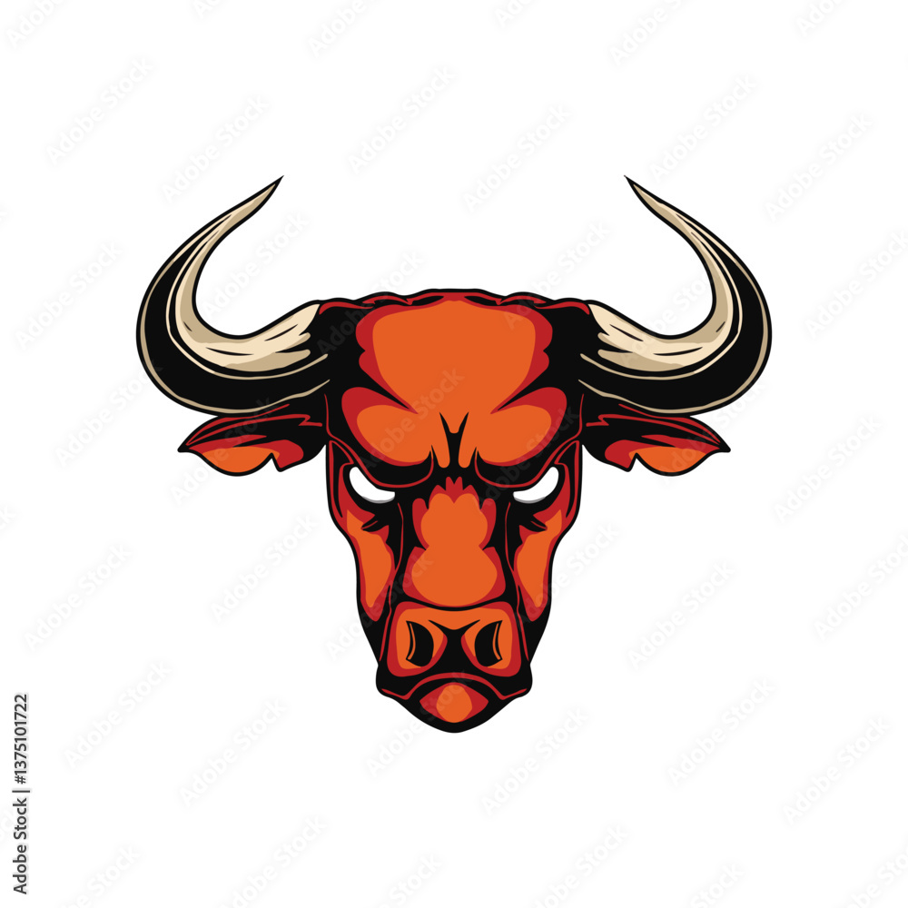 bull head mascot icon with aggressive expression vector illustration bull head mascot icon with aggressive expression vector illustration