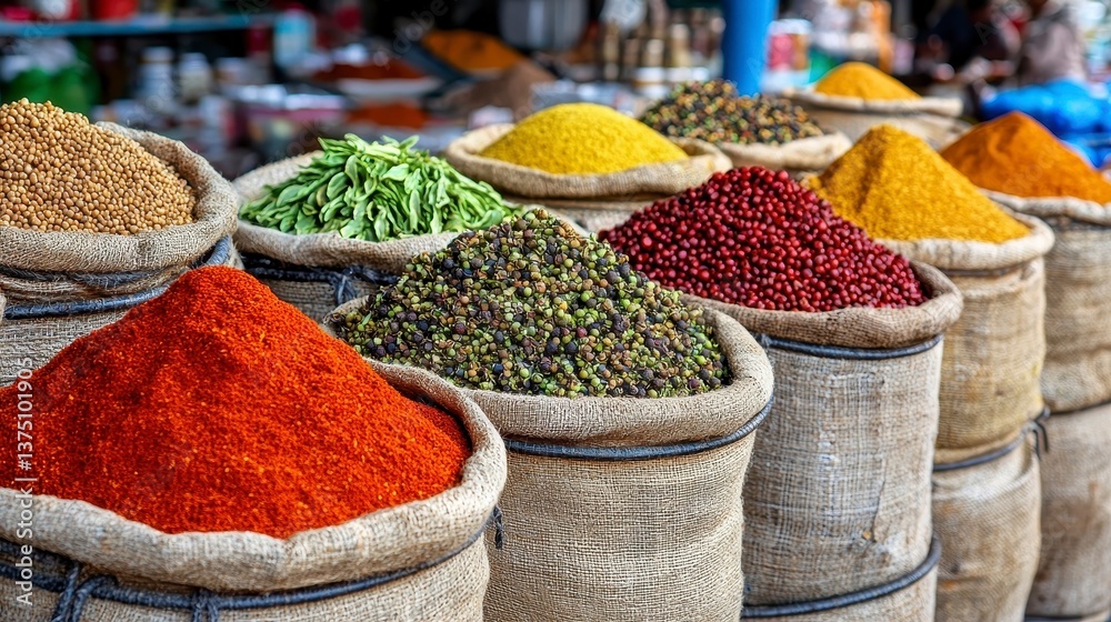 Fototapeta premium Vibrant Spice Market Display