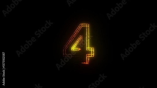 Number 4 Line Trail Text Effect Animation