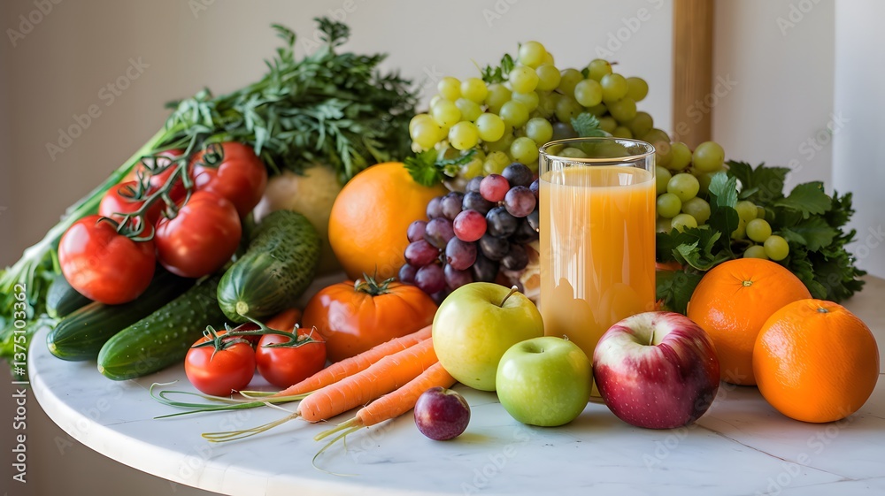 Fresh Fruits with Juice Glass Fresh Fruits with Juice Glass