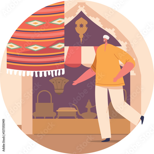 Eastern outdoor souvenirs market vector illustration