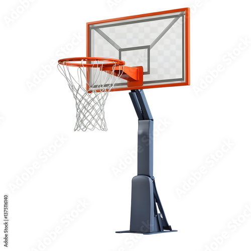 A portable basketball hoop with an adjustable height, isolated on transparent background