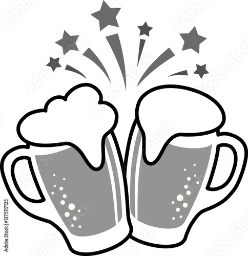 ビールが注がれたジョッキで乾杯