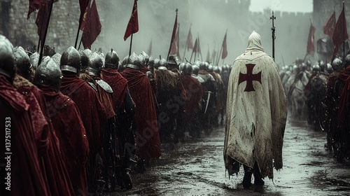 A Knight Templar Leads His Army Through the Rain