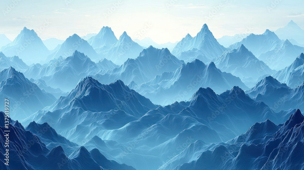 Fototapeta premium Majestic Blue Mountain Range: A Serene Landscape