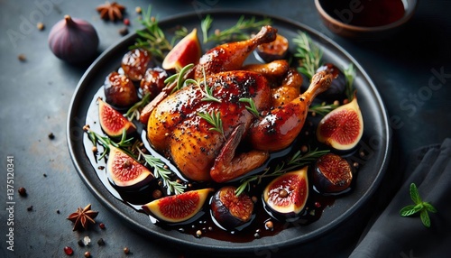 Quail with Fig Glaze – Roasted quail brushed with sweet fig re photo
