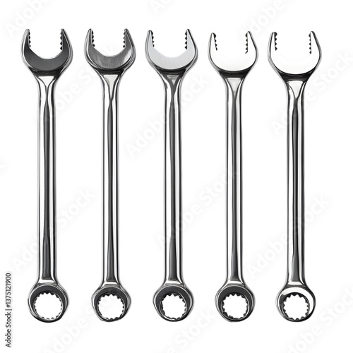 A set of Allen wrenches in various sizes, isolated on transparent background