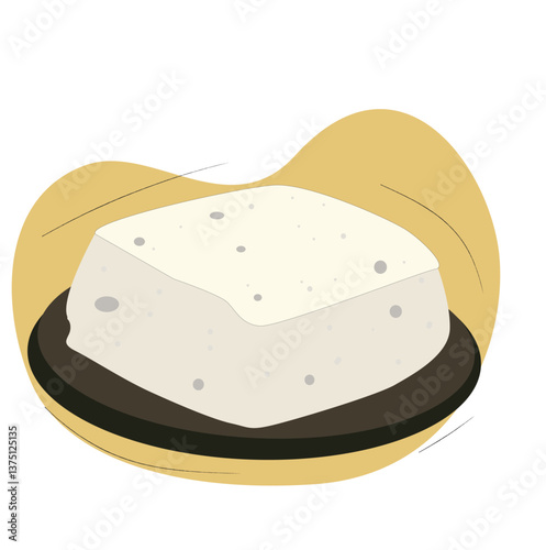 tofu on a plate.Fresh natural tofu cubes on a plate