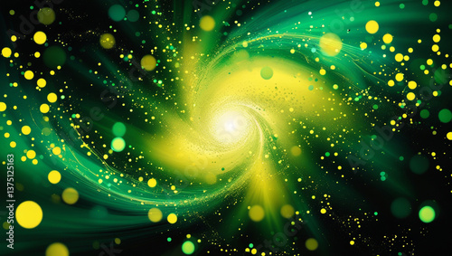 Abstract background with a swirling, vibrant green and yellow color palette.