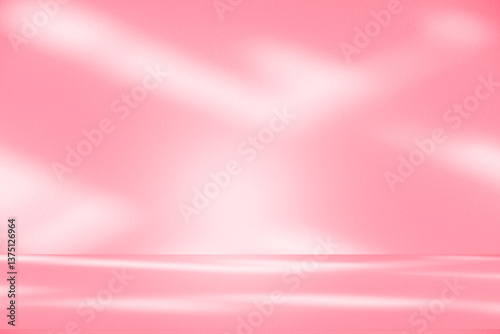 Wall interior background, studio and backdrops show products.with shadow from window color pink background for text insertion and presentation interior decoration	
